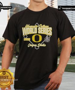 Official Oregon Ducks Softball 2025 NCAA Women's College World Series Bound T-Shirt featuring team colors and logo.