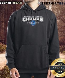 Official Orlando Valkyries 2025 Pro Volleyball Federation Champions Hoodie in black, showcasing team pride and victory.