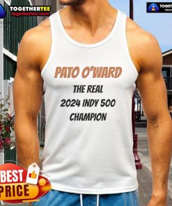 Official Pato O'Ward 2024 Indy 500 Champion tank top featuring bold graphics and a comfortable fit for racing fans.