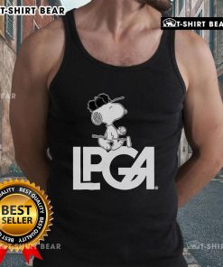 Alt Text: Official Peanuts x LPGA Snoopy tank top featuring a playful Snoopy design, perfect for golf fans and casual wear.