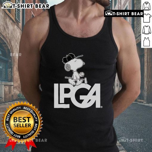 Alt Text: Official Peanuts x LPGA Snoopy tank top featuring a playful Snoopy design, perfect for golf fans and casual wear.