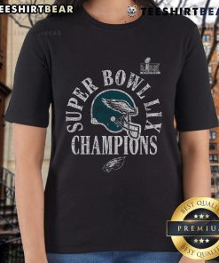 Official Philadelphia Eagles Super Bowl LIX Champions Ring Season Ladies Tee featuring team logo and vibrant design.
