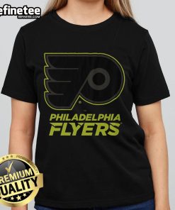 Official Philadelphia Flyers Highlight Reel Ladies Tee showcasing team logo and vibrant design for female fans.