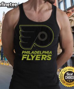 Official Philadelphia Flyers highlight reel tank top featuring team colors and logo, perfect for fans and summer wear.