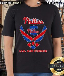 Official Phillies U.S. Air Force Ladies Tee featuring team logo and comfortable fit for women fans.