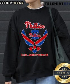 Official Phillies U.S. Air Force sweatshirt featuring team logo and military design, perfect for fans and veterans.
