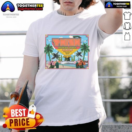 Official Phish Riviera Maya T-Shirt from Moon Palace Cancun, Mexico, January 28-31, 2026, featuring vibrant concert design.