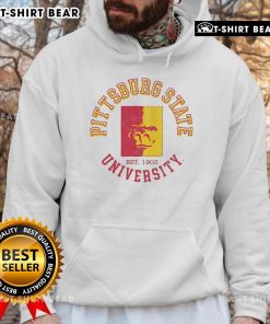 Vintage Pittsburg State Gorillas Circle Hoodie featuring classic design and school colors, perfect for fans and alumni.