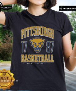 Alt Text: Official Pittsburgh Panthers Basketball Ladies Tee featuring team logo and stylish design for female fans.