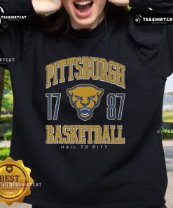 Alt Text: Official Pittsburgh Panthers basketball sweatshirt in navy blue, featuring the team logo and comfortable fit for fans.