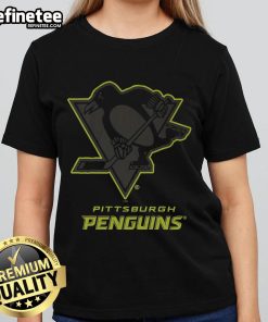 Official Pittsburgh Penguins Highlight Reel Ladies Tee in black, featuring team logo and stylish design for female fans.