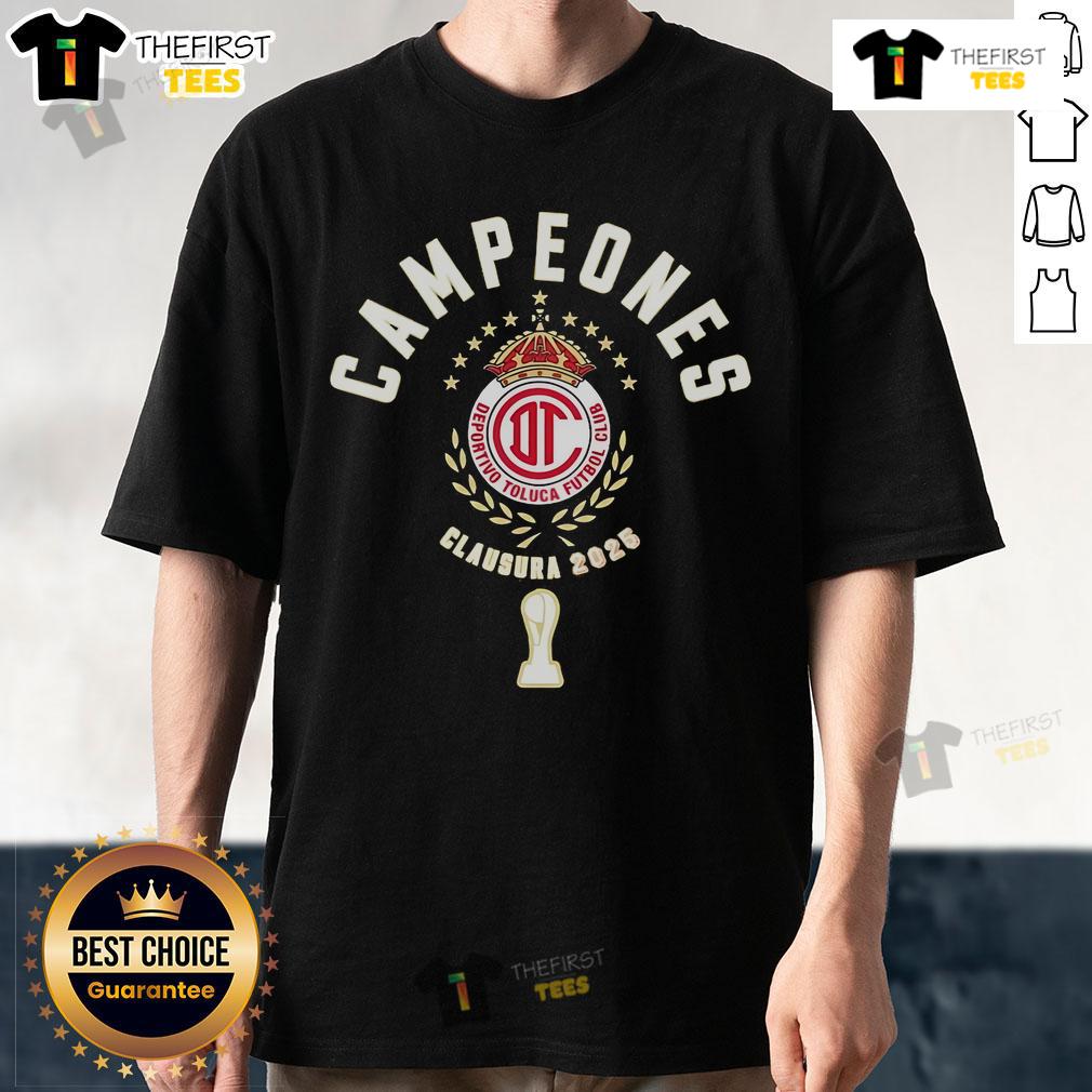 Official Playera Toluca Diablos Rojos Campeón Clausura 2025 T Shirt Official Playera Toluca Diablos Rojos Campen Clausura 2025 T-Shirt featuring team logo and vibrant colors for fans.