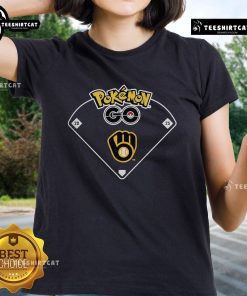 Official Pokmon Go MLB Milwaukee Brewers ladies tee featuring team logo and stylish design for fans and gamers.