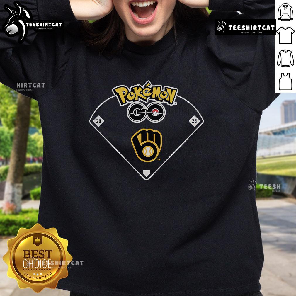 Official Pokemon Go Mlb Milwaukee Brewers Sweatshirt Official Pokmon Go MLB Milwaukee Brewers sweatshirt featuring team colors and logo, perfect for fans and gamers.