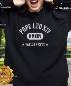 Official Pope Leo XIV MMXXV Vatican City sweatshirt featuring iconic design and high-quality fabric.