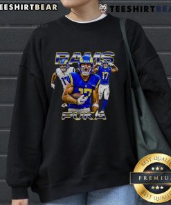 Official Puka Nacua Black Los Angeles Rams sweatshirt featuring a stylish design for fans of the notorious player.