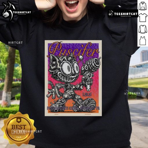 Official Puscifer sweatshirt from the May 20, 2025 concert at Petersen Events Center, featuring unique design.