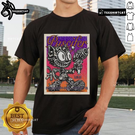 Official Puscifer T-Shirt from the May 20, 2025 concert at Petersen Events Center featuring unique design and vibrant colors.
