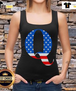 Official Qanon The Big Q Tank Top featuring bold graphic design and vibrant colors, perfect for Qanon supporters.