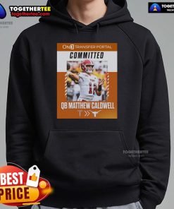 Matthew Caldwell in official hoodie, committed from Troy Trojans to Texas Longhorns, showcasing team spirit.