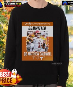 Matthew Caldwell in Texas Longhorns sweatshirt, committed from Troy Trojans, showcasing his new team spirit.