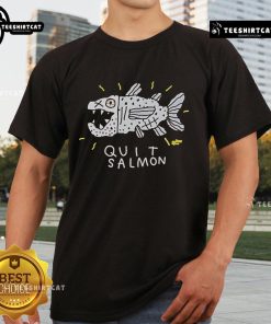 Official Quit Salmon T-Shirt featuring Tom O'Hern and Bob Brown Foundation logo, promoting environmental awareness.