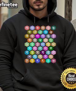 Official Rainbow Bangla Alphabets Letters Learning Bengali Hoodie featuring colorful Bengali letters for kids.