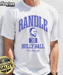 Alt Text: Official Randle 30 Bully Ball University T-Shirt in black, featuring bold graphics and a sporty design for fans.