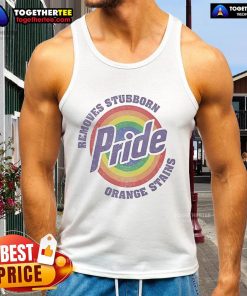 Official Resist Trump LGBTQ Pride tank top featuring a bold design to remove stubborn orange stains. Perfect for activism!