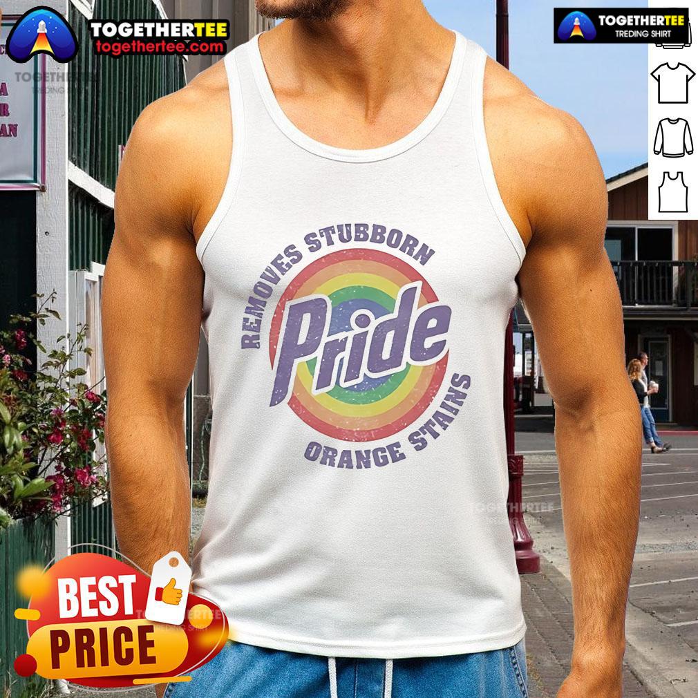 Official Resist Trump Removes Stubborn Orange Stains Lgbtq Pride Tank Top Official Resist Trump LGBTQ Pride tank top featuring a bold design to remove stubborn orange stains. Perfect for activism!