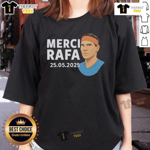 Official Roland Garros Merci Rafa Ladies Tee featuring a stylish design celebrating Rafael Nadal's legacy.
