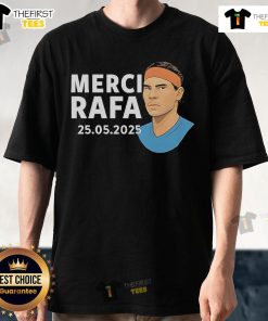 Official Roland Garros Merci Rafa T-Shirt featuring a stylish design celebrating Rafael Nadal's legacy in tennis.