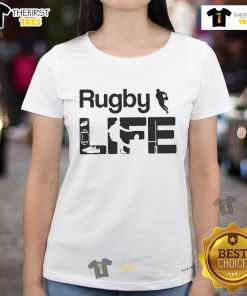 Official Rugby Life Ladies Tee in vibrant colors, perfect for fans showcasing their love for rugby in style.