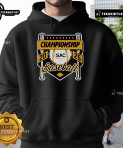 Official SAC Baseball Championship 2025 hoodie featuring team colors and logo, perfect for fans and players alike.