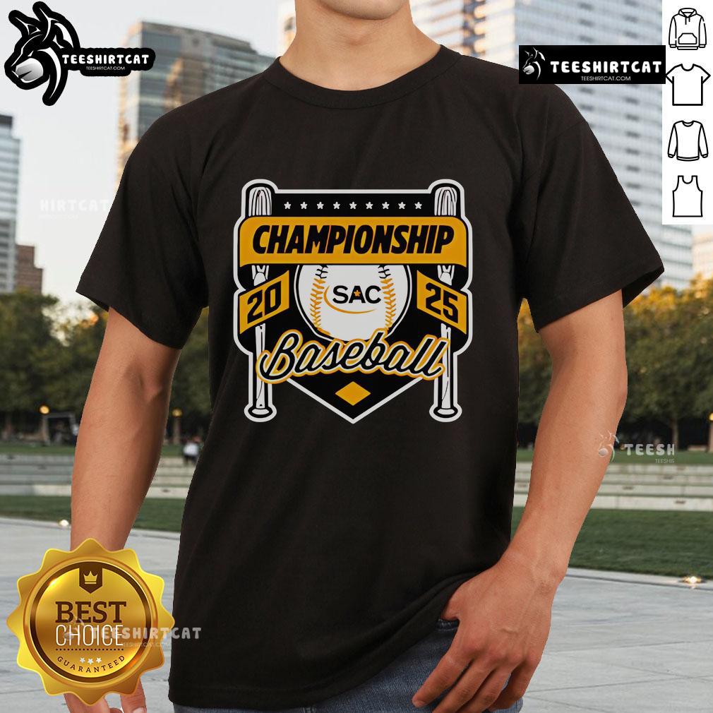 Official Sac Baseball Championship 2025 T Shirt Alt Text: Official Sac Baseball Championship 2025 T-Shirt featuring vibrant graphics and team logos for fans and players.