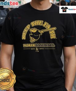 Official San Diego Padres Keep The Faith T-Shirt featuring bold graphics, perfect for fans showing team spirit.