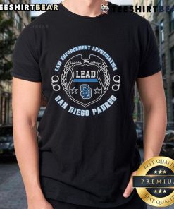 Official San Diego Padres Law Enforcement Appreciation Day 2025 T-Shirt featuring bold graphics and a patriotic design.