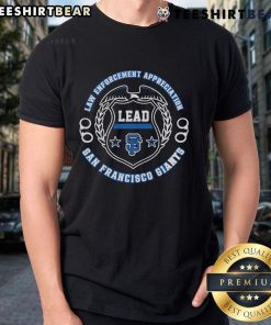 Official San Francisco Giants Law Enforcement Appreciation Day 2025 T-Shirt featuring team logo and tribute design.
