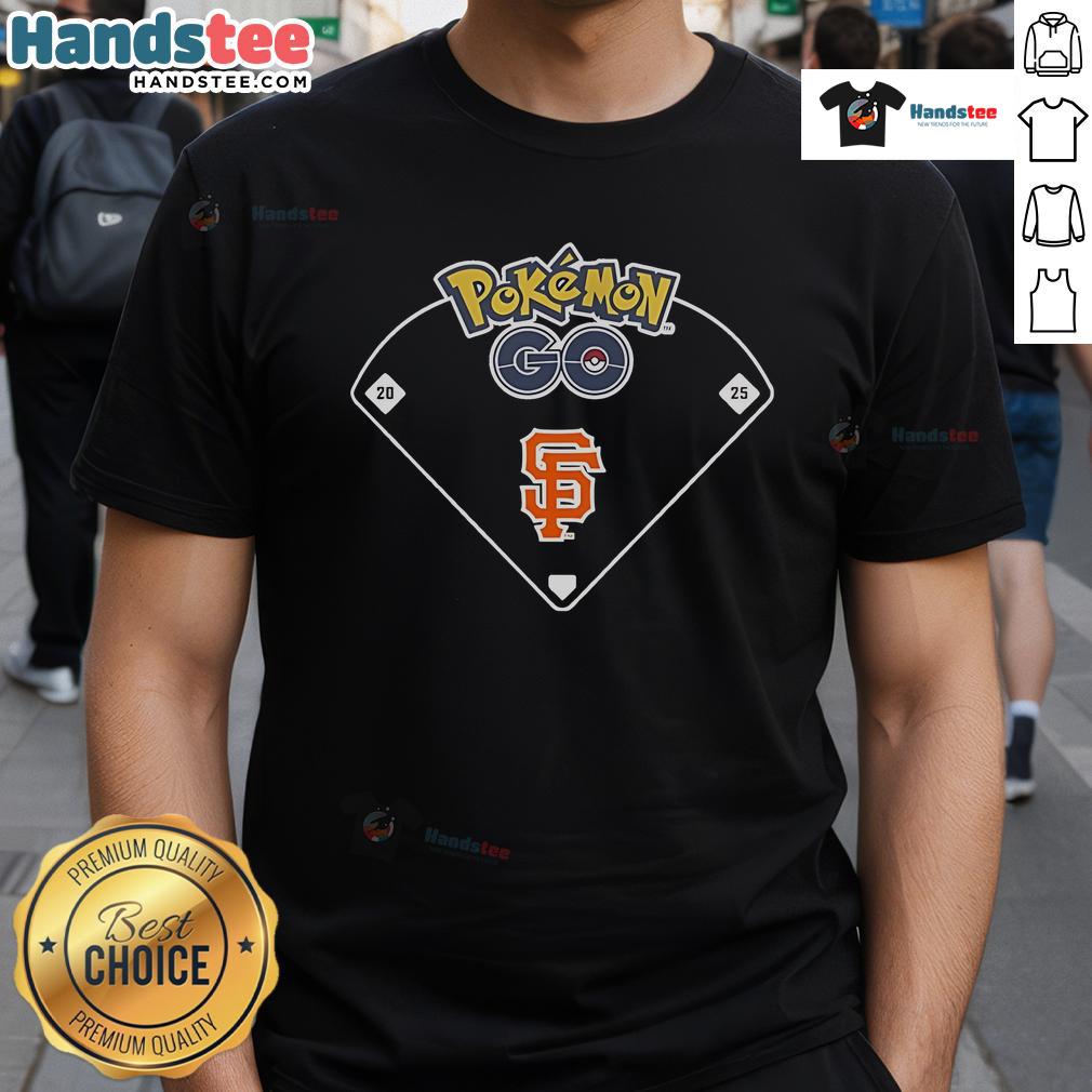 Official San Francisco Giants X Pokemon Go Ballpark T Shirt Alt Text: Official San Francisco Giants X Pokemon Go Ballpark T-Shirt featuring vibrant graphics and team colors for fans.