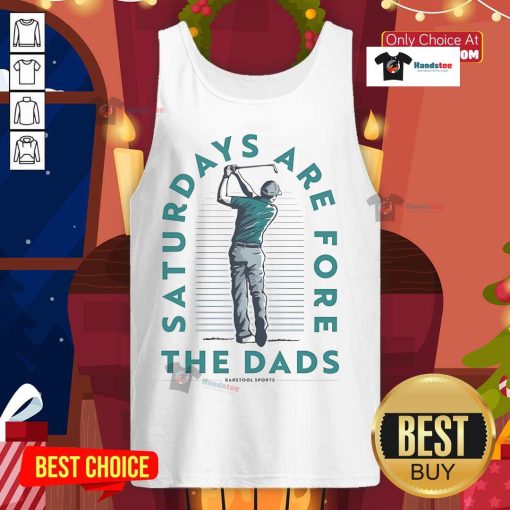Alt Text: Official Saturdays Are For The Dads Golf Tank Top in black, perfect for golf outings and casual summer wear.