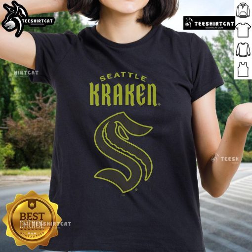 Official Seattle Kraken highlight reel ladies tee featuring vibrant team graphics and a comfortable fit for fans.