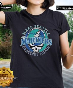 Official Seattle Mariners x Grateful Dead 'Make Seattle Grateful Again' ladies tee featuring vibrant graphics and logo.