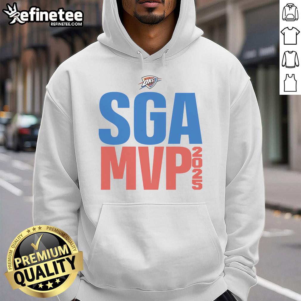 Official Sga Shai Gilgeous Alexander Okc Thunder 2025 Nba Mvp Hoodie Alt Text: Official SGA Shai Gilgeous-Alexander OKC Thunder 2025 NBA MVP Hoodie showcasing team colors and logo.