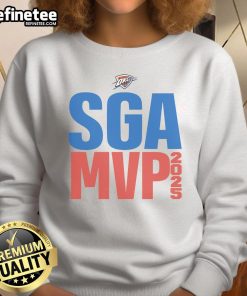 Shai Gilgeous-Alexander 2025 NBA MVP sweatshirt for OKC Thunder fans, featuring official team colors and logo.