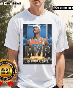 Official Shai Gilgeous-Alexander MVP T-Shirt for the 2024-2025 NBA Most Valuable Player, featuring bold graphics and team colors.