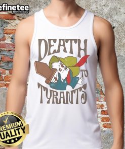 Official Skippy Rabbit Death to Tyrants Robin Hood Disney tank top featuring vibrant graphics and playful design.