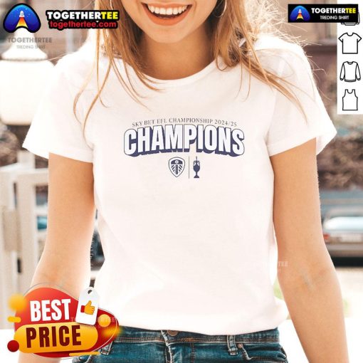 Alt Text: Official Sky Bet EFL Championship 2024-25 Champions ladies tee showcasing team logo and vibrant design.