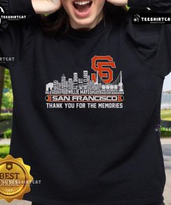 San Francisco Giants sweatshirt featuring 'Thank You For The Memories' and skyline design, perfect for fans.