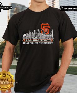 Alt Text: Official Skyline Name San Francisco Giants Thank You For The Memories T-Shirt featuring a vibrant design and logo.