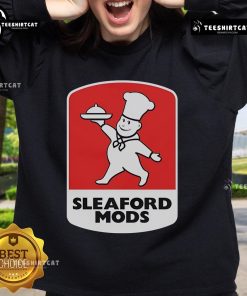 Official Sleaford Mods Little Chef Sweatshirt featuring a bold graphic design, perfect for fans of the band and streetwear.